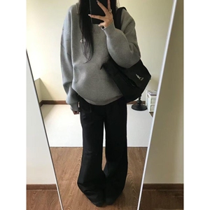 假两件灰色毛衣 美式复古休闲慵懒风针织衫外套 NB160 P65图片