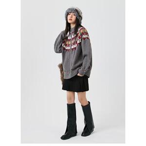 新款开衫毛衣美式复古休闲慵懒风V领针织衫男纯色外套NB212 P65图片