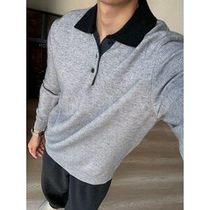 时尚拼色polo衫套头衫休闲减龄运动针织衫毛衣外套NB295 P50图片