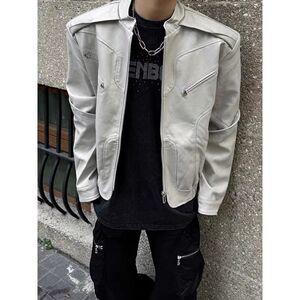 短款机车皮衣外套潮痞帅高街飞行夹克美式机车服潮NB194 p75图片