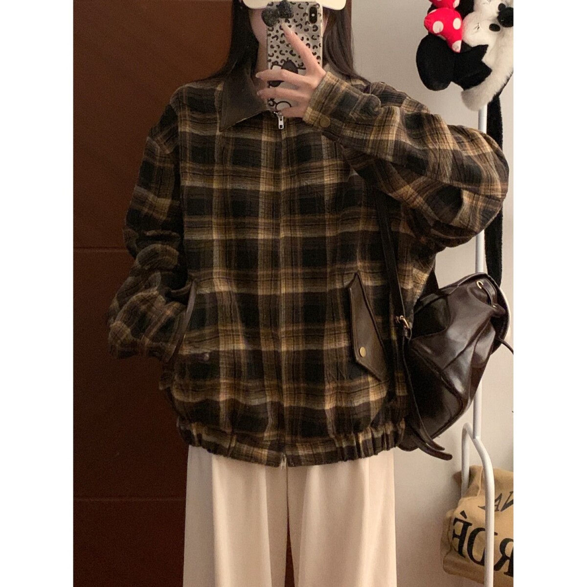 美式复古街头潮牌格子外套新设计感小众拼接宽松翻领夹克B107P85,男装夹克,电商D256-2(原A064-2)