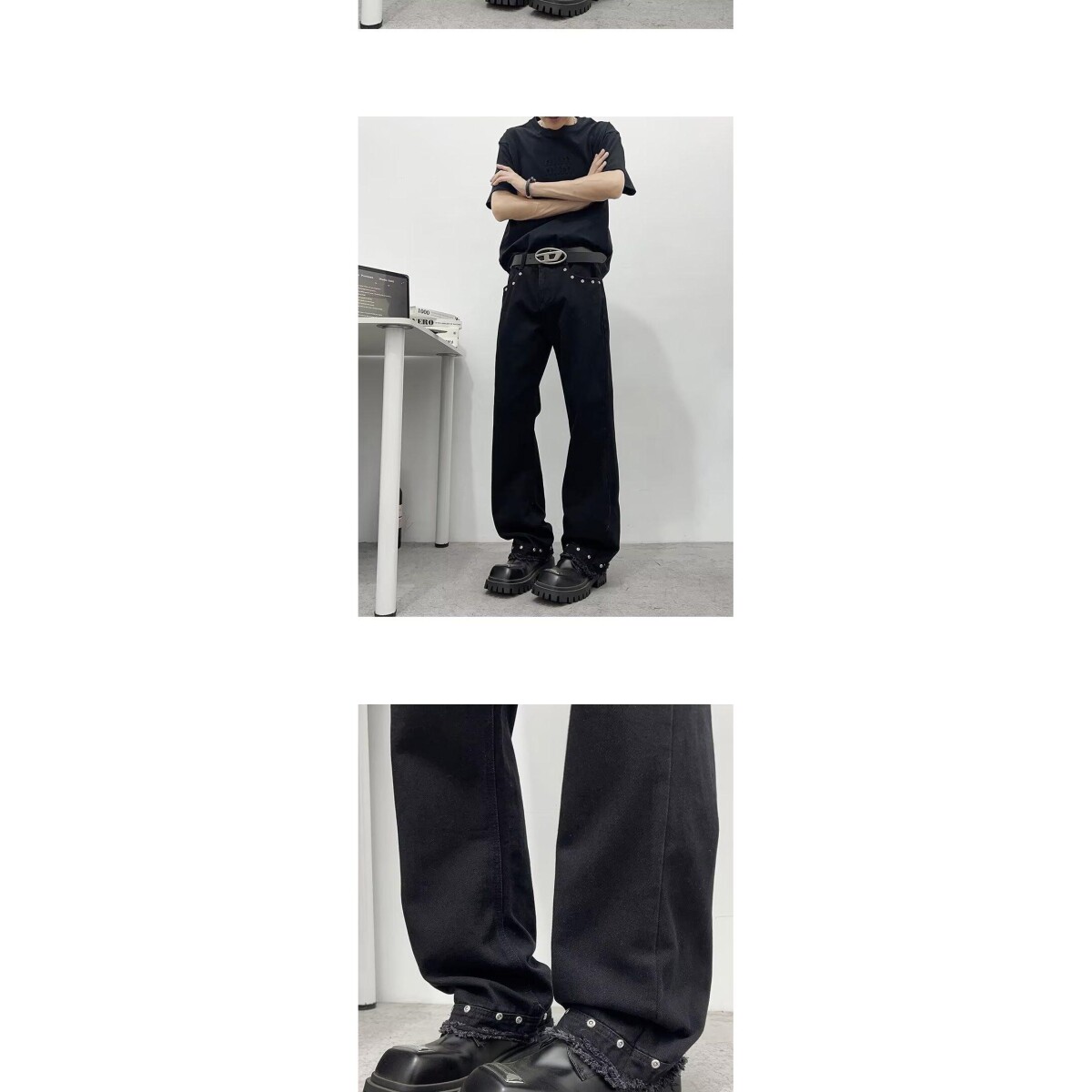 港风潮男夏季新款牛仔裤嘻哈ins潮高街潮流痞帅长裤K44P45,男装牛仔裤,电商D256-2(原A064-2)