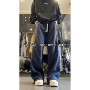 美式复古三条杠直筒卫裤潮牌宽松慵懒风阔腿休闲长裤潮NB391 P35，男装休闲裤，电商D256-2(原A064-2)