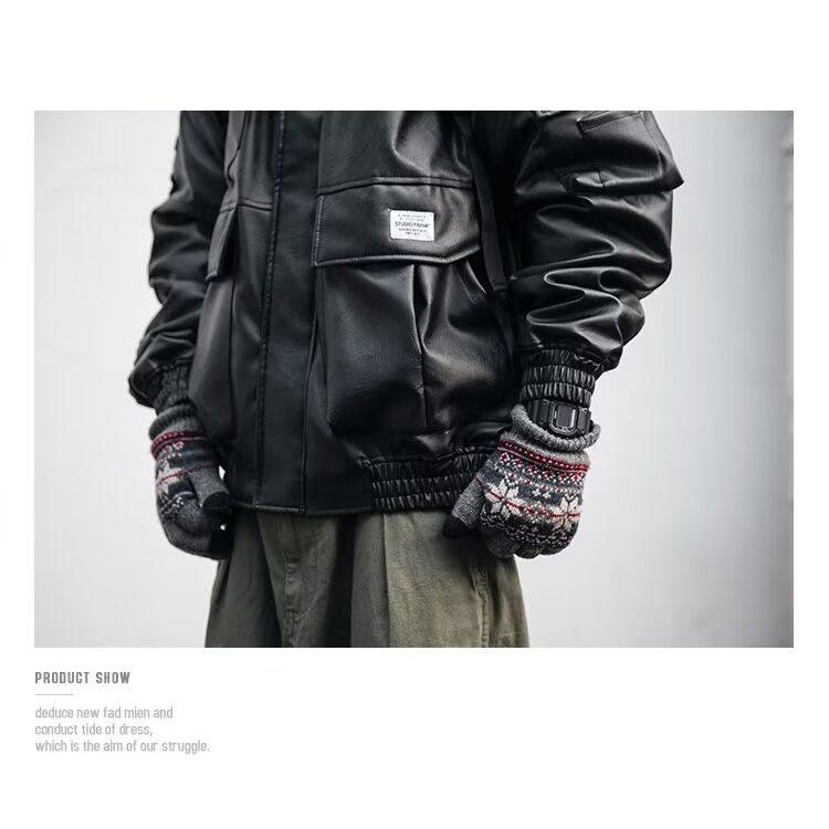 春秋痞帅外套男高街潮牌皮衣夹克韩版潮流宽松夹克NB86P65,男装夹克,电商D256-2(原A064-2)