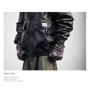 春秋痞帅外套男高街潮牌皮衣夹克韩版潮流宽松夹克NB86 P65图片