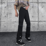 高街拉链牛仔裤复古痞帅裤宽松潮牌阔直筒美式休闲长裤GJ114P60，男装牛仔裤，电商D256-2(原A064-2)