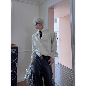 美式复古机车服男痞帅秋冬新品短款宽松外套黑色皮衣男NB215 P65图片
