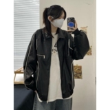 欧美高街复古轮廓机车夹克潮牌情侣宽松防风皮衣外套秋冬B113P55，男装夹克，电商D256-2(原A064-2)