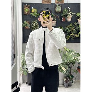 设计感编织格子小香风正肩夹克男短款夹克外套上衣WD05 P75图片