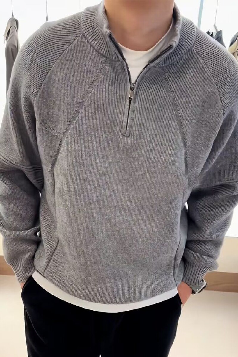 美式半拉链圆领针织衫轻熟套头松弛感纯色百搭男毛衣ZZS87P65,男装针织衫/毛衣,电商D256-2(原A064-2)