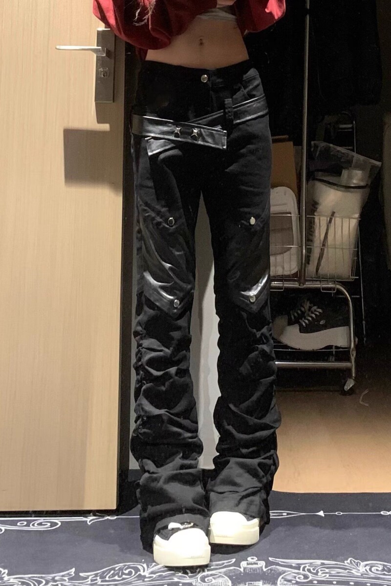 新款舞台表演青少年潮流男休闲男士紧身拉链拼接皮裤子NB340P75,男装皮裤,电商D256-2(原A064-2)