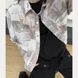 3D数码印衬衫美式街头做旧中性牛仔外套宽松高街夹克上衣J245P80，男装衬衫，电商D256-2(原A064-2)