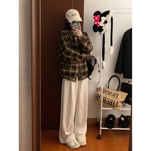 美式复古街头潮牌格子外套新设计感小众拼接宽松翻领夹克B107 P85图片