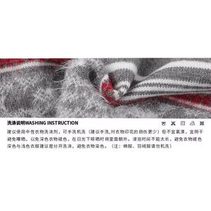 秋冬开衫毛衣美式复古休闲慵懒风马海毛针织衫条纹外套NB104 P60图片