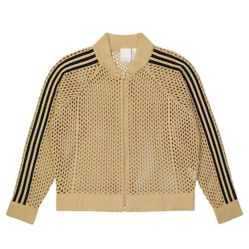 明星同款潮牌情侣美式插肩网眼镂空针织罩衫开衫外套nb138p45，女装短外套，电商D256-2(原A064-2)