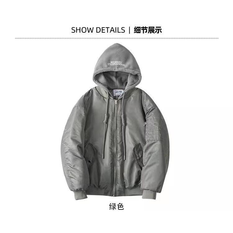 保暖美式重磅冬季加厚棉衣假两件抽绳情侣款棉服外套NB273P85,男装棉衣,电商D256-2(原A064-2)