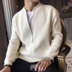 针织开衫男宽松百搭保暖外穿情侣纯色毛衣外套 M234 P45图片