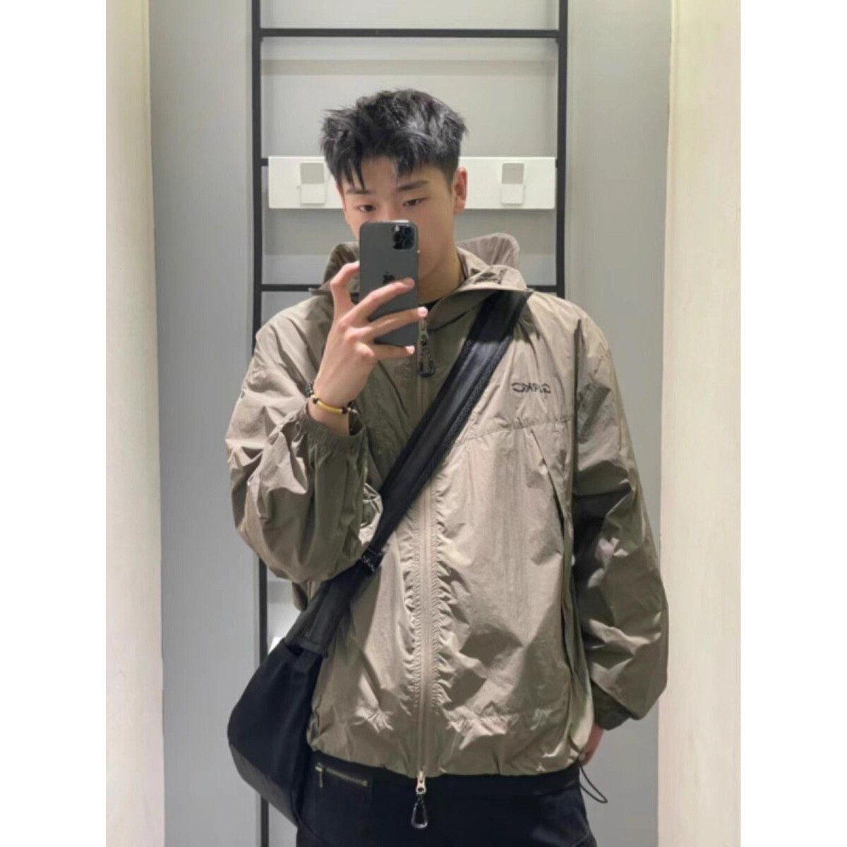 锦棉皱刺绣防晒外套军绿色杏色黑色M到3XL2025年潮887P40特,男装夹克,电商D256-2(原A064-2)
