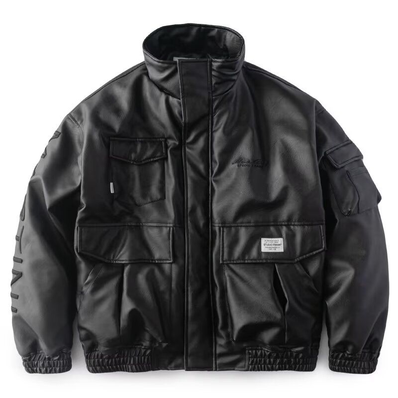 春秋痞帅外套男高街潮牌皮衣夹克韩版潮流宽松夹克NB86P65,男装夹克,电商D256-2(原A064-2)