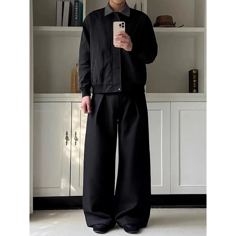 美式复古黑色千鸟格拼接翻领夹克短款cleanfit休闲外套NB173P65，男装夹克，电商D256-2(原A064-2)
