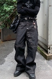 美式小众解构设计感直筒牛仔裤男宽松复古水洗做旧休闲裤H77P55，男装牛仔裤，电商D256-2(原A064-2)