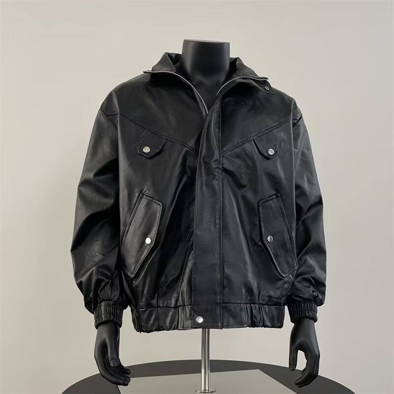 欧美街头潮流宽松机车服皮衣帅气高级飞行员PU皮夹克外套PJ03P70，男装皮衣，电商D256-2(原A064-2)