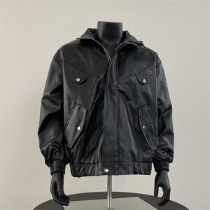 欧美街头潮流宽松机车服皮衣帅气高级飞行员PU皮夹克外套PJ03 P70图片