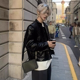 原创超帅银金属骨骼皮衣立领短款机车外套潮夹克炸街nb83p100，男装皮衣，电商D256-2(原A064-2)