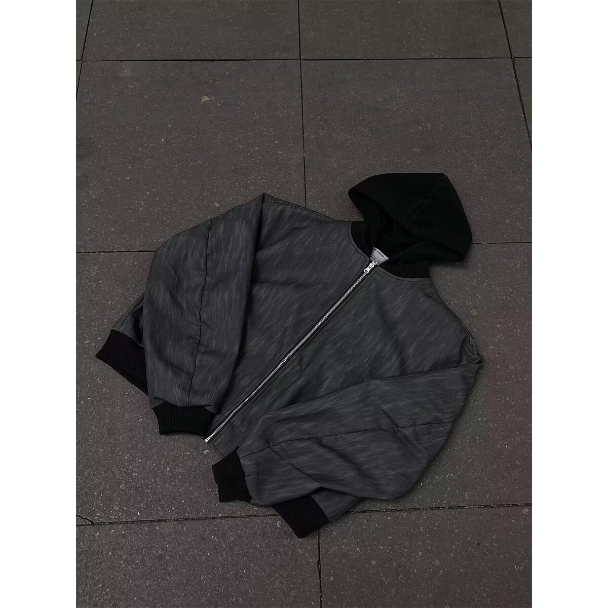 美式复古假两件连帽外套拼接纹理感短款PU皮衣夹克潮SK25P80,男装皮衣,电商D256-2(原A064-2)