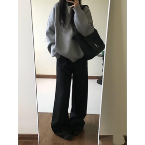 假两件灰色毛衣 美式复古休闲慵懒风针织衫外套 NB160 P65图片