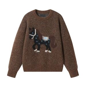 圆领毛衣针织衫男潮牌帅气秋冬季打底衫小马刺绣上衣NB382 P75，男装T恤，电商D256-2(原A064-2)