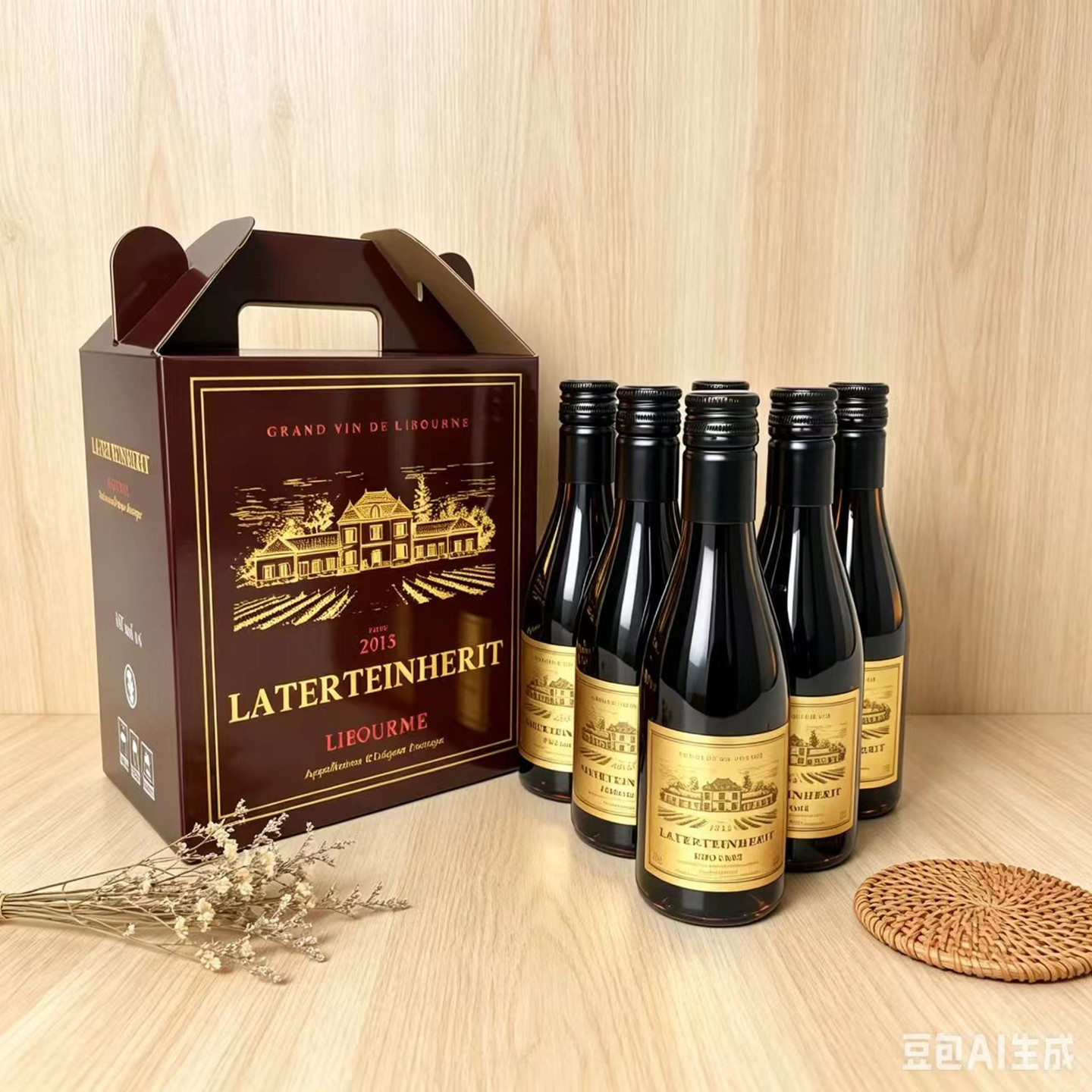 法国原装进口小瓶菈菲男爵187ml6支礼盒装订婚结婚伴手礼迷你红酒
