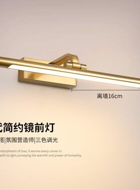 纯铜色轻奢壁画led镜前灯 简约80cm挂画展厅高瑞装饰照画墙卫浴灯