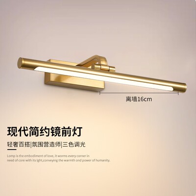 纯铜色轻奢壁画led镜前灯 简约80cm挂画展厅高瑞装饰照画墙卫浴灯