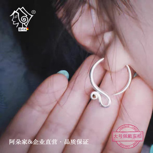 现货彝阿朵此沙同款耳钩耳环大凉山彝族耳环男纯银单只传统民族风