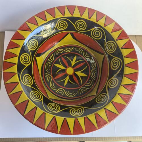 凉山彝族漆器土漆餐具高脚盘彩绘手工艺品高脚盆民族特色餐厅盘子