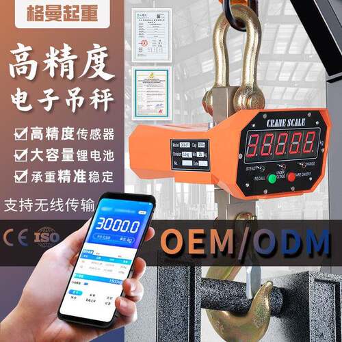 跨境电子吊秤工业级耐温5t10吨吊钩秤手持无线防水吊磅行车吊秤