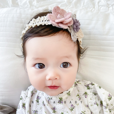 韩版花朵婴儿护脑门公主风发带