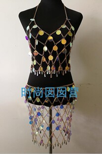 欧美身体链body 合金彩片身体链B671外贸热销身体链饰品女 chains