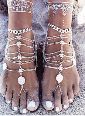 欧美多层钱币脚链