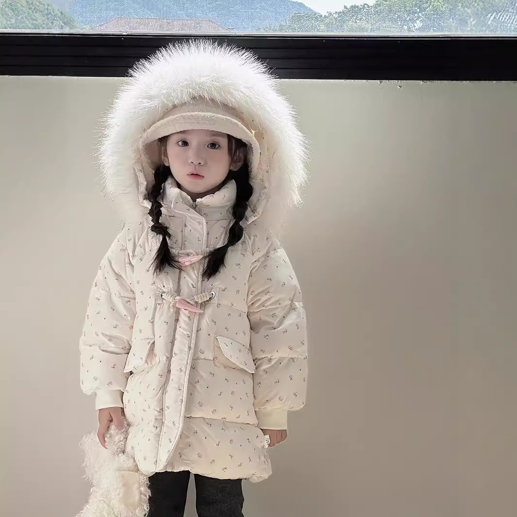 儿童羽绒服2024冬季新款女童羽绒服新国标90白鸭绒宝宝连帽童外套