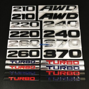 适用本田思域220雅阁260冠道370 TRUBO金属车贴标 240数字尾标AWD