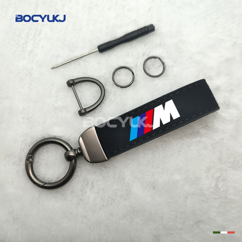 适用于宝马M Sport汽车翻毛皮钥匙扣个性车标商务防丢钥匙链挂件