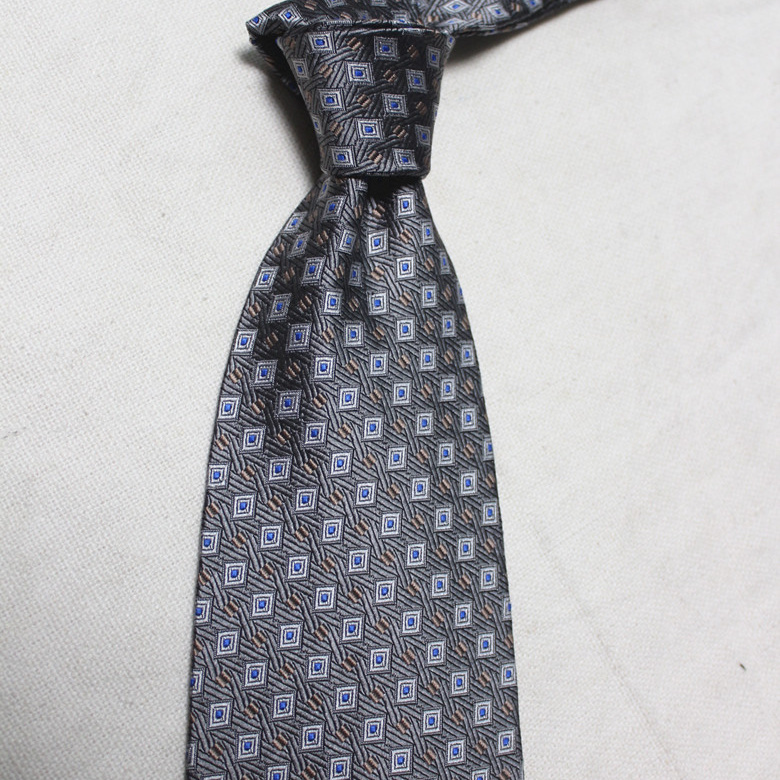 蚕丝提花手打领带色织真丝灰色碎花宽版结婚商务宴会男正装10CM