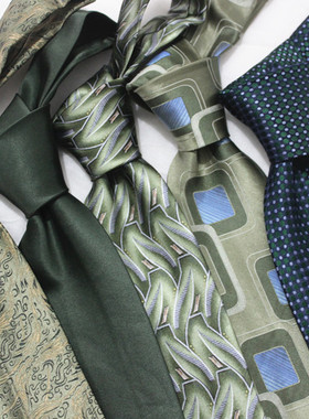 ja新款绿色真丝提花领带男商务正装宽版结婚工装上班领带桑蚕丝