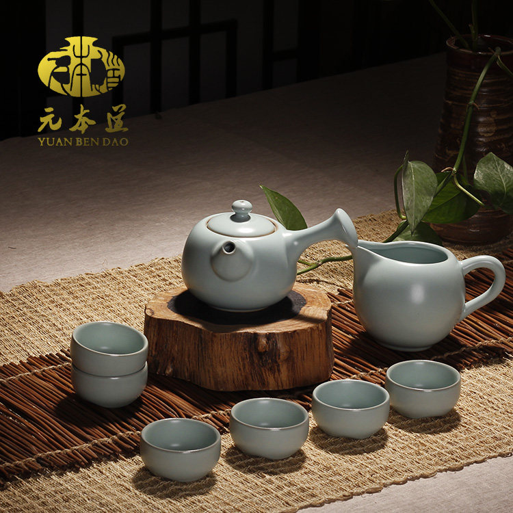 正品元本道汝窑茶具暖心壶套装汝瓷收藏陶瓷品茶壶功夫茶具包邮