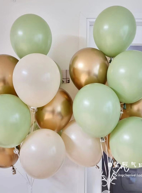 气球生日布置场景装饰绿色森系牛油果宝宝儿童周岁道具高级感汽球