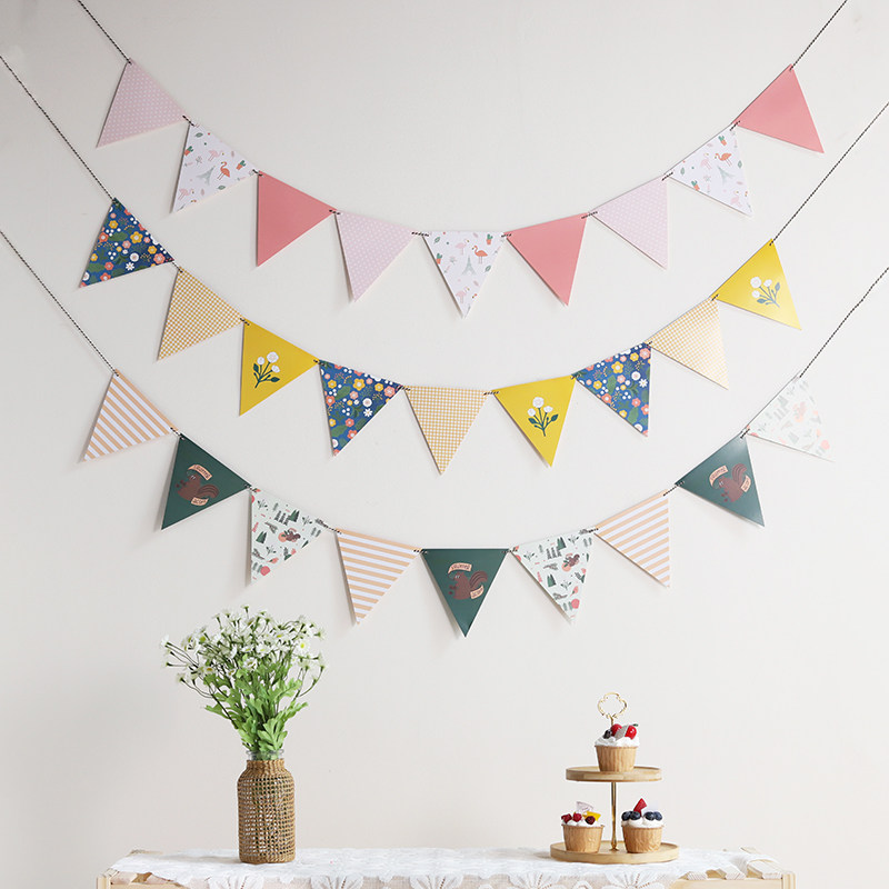 三角旗装饰拉花纸质拉旗生日派对幼儿园开学六一教室班级场景布置,节庆用品/礼品,节日装扮用品,淘宝优惠券,粉丝福利购,淘宝优惠卷