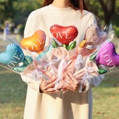 七夕装 饰气球爱心花朵玫瑰花束love情人节仪式 感商场店铺道具布置