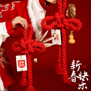 新年门把手挂件中国结万字结福字吊饰马年商场店铺过春节场景布置